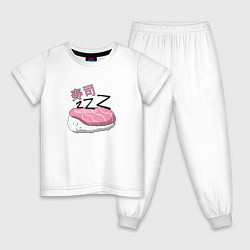 Пижама хлопковая детская Спящие суши, цвет: белый