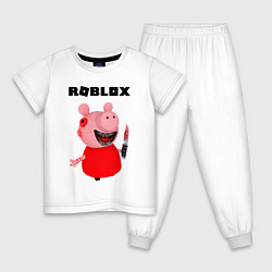Пижама хлопковая детская ROBLOX: PIGGI, цвет: белый
