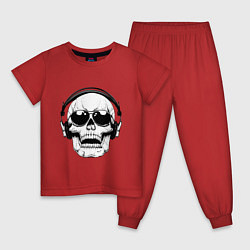 Пижама хлопковая детская Skull Music lover, цвет: красный