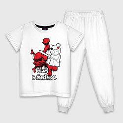 Пижама хлопковая детская Свинка Пигги из Roblox, цвет: белый