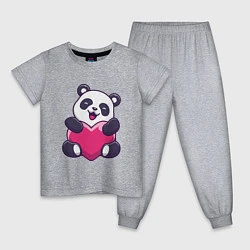 Пижама хлопковая детская Панда love, цвет: меланж