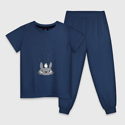 Пижама хлопковая детская Любопытный Тоторо и Сажа, цвет: тёмно-синий