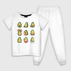 Пижама хлопковая детская Life Avocado, цвет: белый
