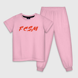 Пижама хлопковая детская FCSM, цвет: светло-розовый