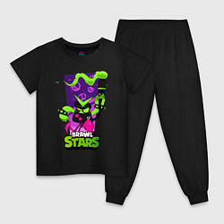 Пижама хлопковая детская 8 bit green brawl stars 8 бит, цвет: черный