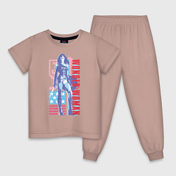 Пижама хлопковая детская Wonder Woman, цвет: пыльно-розовый