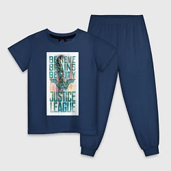 Пижама хлопковая детская Justice League, цвет: тёмно-синий
