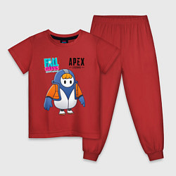 Пижама хлопковая детская Fall Guys Apex Legends, цвет: красный