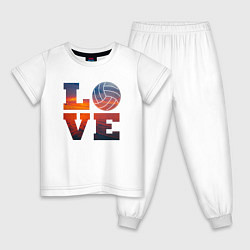 Пижама хлопковая детская LOVE Volleyball, цвет: белый
