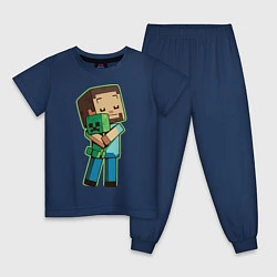 Пижама хлопковая детская Minecraft, цвет: тёмно-синий