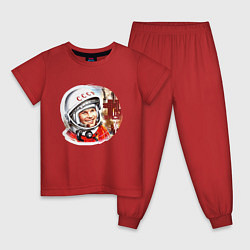 Пижама хлопковая детская Юрий Гагарин 1, цвет: красный