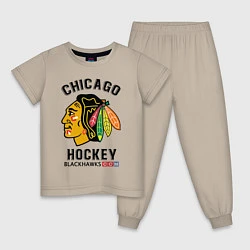 Пижама хлопковая детская CHICAGO BLACKHAWKS NHL, цвет: миндальный