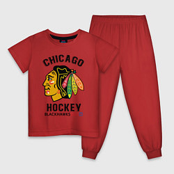 Пижама хлопковая детская CHICAGO BLACKHAWKS NHL, цвет: красный