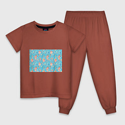 Пижама хлопковая детская Ветки и ягоды, цвет: кирпичный