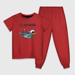Пижама хлопковая детская Утёнок Су-34, цвет: красный