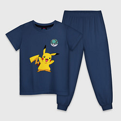 Пижама хлопковая детская Pokemon pikachu 1, цвет: тёмно-синий