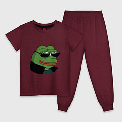 Пижама хлопковая детская Pepe в очках EZ, цвет: меланж-бордовый
