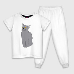 Пижама хлопковая детская Кот: в смысле??, цвет: белый