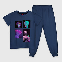 Пижама хлопковая детская Vaporwave art 78, цвет: тёмно-синий