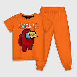 Пижама хлопковая детская AMONG US, цвет: оранжевый