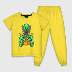 Пижама хлопковая детская Halloween zombie, цвет: желтый