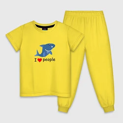 Пижама хлопковая детская Добрая акула, цвет: желтый