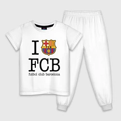Пижама хлопковая детская Barcelona FC, цвет: белый