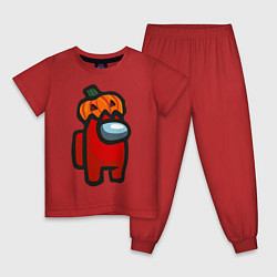 Пижама хлопковая детская HALLOWEEN IS AMONG US, цвет: красный