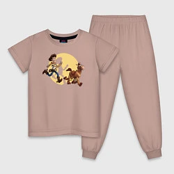 Пижама хлопковая детская История Игрушек, цвет: пыльно-розовый