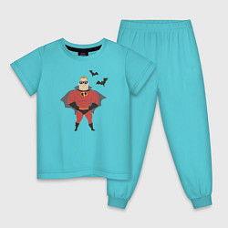 Пижама хлопковая детская The Incredibles, цвет: бирюзовый