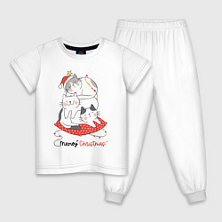 Пижама хлопковая детская Merry Christmas, цвет: белый