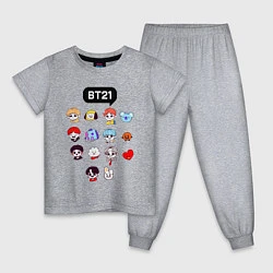 Пижама хлопковая детская BTS BT21, цвет: меланж