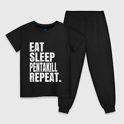Пижама хлопковая детская EAT SLEEP PENTAKILL REPEAT, цвет: черный