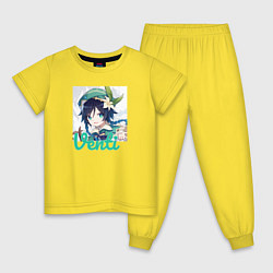 Пижама хлопковая детская Venti, цвет: желтый