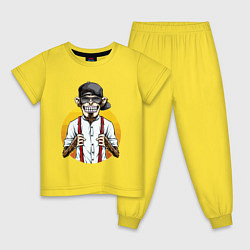 Пижама хлопковая детская Monkey hipster, цвет: желтый