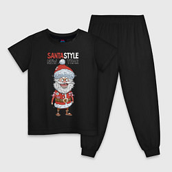 Пижама хлопковая детская SantaSTYLE, цвет: черный