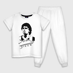 Пижама хлопковая детская Diego Maradona, цвет: белый
