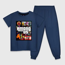 Пижама хлопковая детская AMONG US GTA, цвет: тёмно-синий