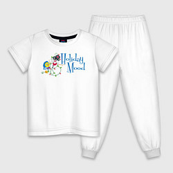 Пижама хлопковая детская Holiday mood, цвет: белый