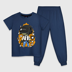 Пижама хлопковая детская PUBG, цвет: тёмно-синий