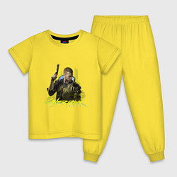 Пижама хлопковая детская CYBERPUNK 2077, цвет: желтый