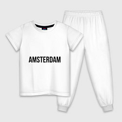 Пижама хлопковая детская Amsterdam, цвет: белый