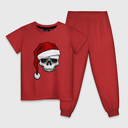 Пижама хлопковая детская Рождественский Череп, цвет: красный