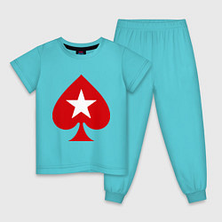 Пижама хлопковая детская Покер Пики Poker Stars, цвет: бирюзовый
