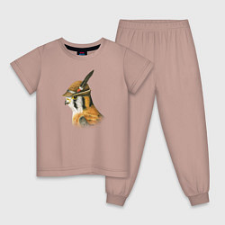 Пижама хлопковая детская Американская пустельга, цвет: пыльно-розовый