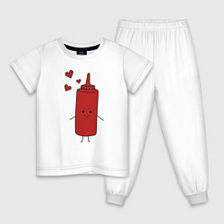 Пижама хлопковая детская Кетчуп, цвет: белый