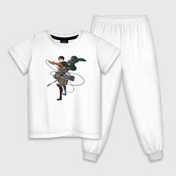 Пижама хлопковая детская Леви Атака Титанов Арт 01, цвет: белый