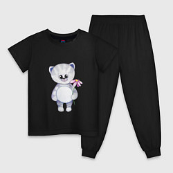 Пижама хлопковая детская Держи цвяточек, цвет: черный