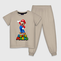 Пижама хлопковая детская Super Mario, цвет: миндальный