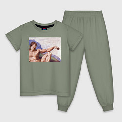Пижама хлопковая детская Искусство, цвет: авокадо
